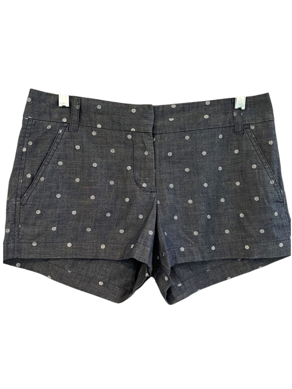 J. CREW LOW RISE SHORTS BLUE WITH WHITE POLKA DOTS SIZE 4